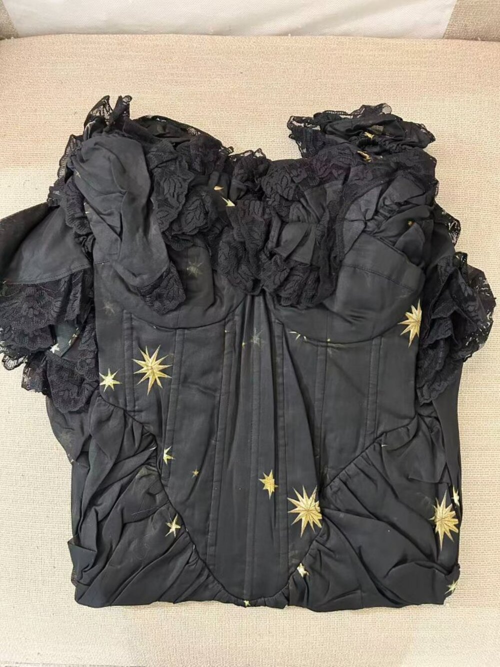 Selkie Saint Cupid Midi Dress Black Gold Star Small - Picture 6 of 12